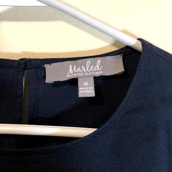 New Marled by Reunited Navy Blue Bell Sleeves Top - Picture 2 of 3